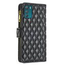 For Motorola Moto G42 4G Diamond Lattice Zipper Wallet Leather Flip Phone Case(Black)