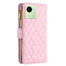 For Realme C30 Diamond Lattice Zipper Wallet Leather Flip Phone Case(Pink)