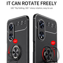 For OPPO A97 5G Metal Ring Holder TPU Phone Case(Black+Red)