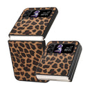 For Samsung Galaxy Z Flip4 Leather Shockproof Protective Phone Case(Brown Leopard Texture)