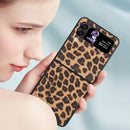For Samsung Galaxy Z Flip4 Leather Shockproof Protective Phone Case(Brown Leopard Texture)
