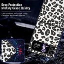 For Samsung Galaxy Z Flip4 Leather Shockproof Protective Phone Case(Black White Leopard Texture)