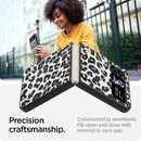 For Samsung Galaxy Z Flip4 Leather Shockproof Protective Phone Case(Black White Leopard Texture)
