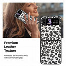 For Samsung Galaxy Z Flip4 Leather Shockproof Protective Phone Case(Black White Leopard Texture)