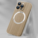 Skin Feel Wood Texture MagSafe Magnetic Phone Case For iPhone 14(Yellow)