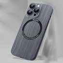 Skin Feel Wood Texture MagSafe Magnetic Phone Case For iPhone 14(Grey)