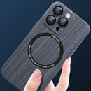 Skin Feel Wood Texture MagSafe Magnetic Phone Case For iPhone 14(Grey)