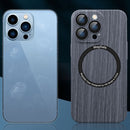 Skin Feel Wood Texture MagSafe Magnetic Phone Case For iPhone 14(Grey)