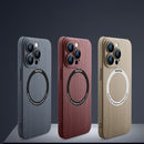 Skin Feel Wood Texture MagSafe Magnetic Phone Case For iPhone 14 Max(Grey)