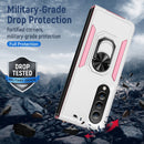 For Samsung Galaxy Z Fold4 PC + TPU Shockproof All Inclusive Phone Case with Holder(White+Pink)