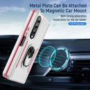 For Samsung Galaxy Z Fold4 PC + TPU Shockproof All Inclusive Phone Case with Holder(White+Pink)