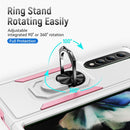 For Samsung Galaxy Z Fold4 PC + TPU Shockproof All Inclusive Phone Case with Holder(White+Pink)