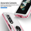 For Samsung Galaxy Z Fold4 PC + TPU Shockproof All Inclusive Phone Case with Holder(White+Pink)