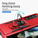 For Samsung Galaxy Z Fold4 PC + TPU Shockproof All Inclusive Phone Case with Holder(Red+Black)