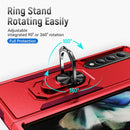 For Samsung Galaxy Z Fold4 PC + TPU Shockproof All Inclusive Phone Case with Holder(Red+Rose Red)