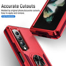 For Samsung Galaxy Z Fold4 PC + TPU Shockproof All Inclusive Phone Case with Holder(Red+Rose Red)