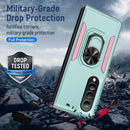 For Samsung Galaxy Z Fold4 PC + TPU Shockproof All Inclusive Phone Case with Holder(Green+Pink)