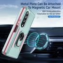For Samsung Galaxy Z Fold4 PC + TPU Shockproof All Inclusive Phone Case with Holder(Green+Pink)