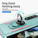 For Samsung Galaxy Z Fold4 PC + TPU Shockproof All Inclusive Phone Case with Holder(Green+Pink)