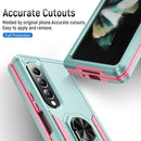 For Samsung Galaxy Z Fold4 PC + TPU Shockproof All Inclusive Phone Case with Holder(Green+Pink)