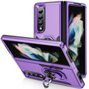 For Samsung Galaxy Z Fold4 PC + TPU Shockproof All Inclusive Phone Case with Holder(Purple+Black)