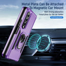 For Samsung Galaxy Z Fold4 PC + TPU Shockproof All Inclusive Phone Case with Holder(Purple+Black)