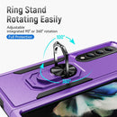 For Samsung Galaxy Z Fold4 PC + TPU Shockproof All Inclusive Phone Case with Holder(Purple+Black)