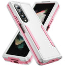 For Samsung Galaxy Z Fold4 PC + TPU Shockproof All Inclusive Phone Case with Holder(White+Pink)
