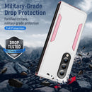 For Samsung Galaxy Z Fold4 PC + TPU Shockproof All Inclusive Phone Case with Holder(White+Pink)
