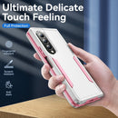 For Samsung Galaxy Z Fold4 PC + TPU Shockproof All Inclusive Phone Case with Holder(White+Pink)