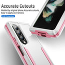 For Samsung Galaxy Z Fold4 PC + TPU Shockproof All Inclusive Phone Case with Holder(White+Pink)
