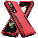 For Samsung Galaxy Z Fold4 PC + TPU Shockproof All Inclusive Phone Case with Holder(Red+Black)