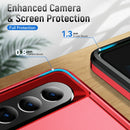 For Samsung Galaxy Z Fold4 PC + TPU Shockproof All Inclusive Phone Case with Holder(Red+Black)