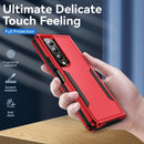 For Samsung Galaxy Z Fold4 PC + TPU Shockproof All Inclusive Phone Case with Holder(Red+Black)