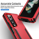 For Samsung Galaxy Z Fold4 PC + TPU Shockproof All Inclusive Phone Case with Holder(Red+Black)