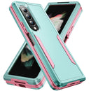 For Samsung Galaxy Z Fold4 PC + TPU Shockproof All Inclusive Phone Case with Holder(Green+Pink)