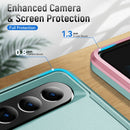 For Samsung Galaxy Z Fold4 PC + TPU Shockproof All Inclusive Phone Case with Holder(Green+Pink)