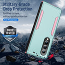 For Samsung Galaxy Z Fold4 PC + TPU Shockproof All Inclusive Phone Case with Holder(Green+Pink)