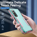 For Samsung Galaxy Z Fold4 PC + TPU Shockproof All Inclusive Phone Case with Holder(Green+Pink)