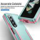 For Samsung Galaxy Z Fold4 PC + TPU Shockproof All Inclusive Phone Case with Holder(Green+Pink)
