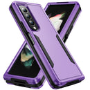 For Samsung Galaxy Z Fold4 PC + TPU Shockproof All Inclusive Phone Case with Holder(Purple+Black)