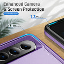For Samsung Galaxy Z Fold4 PC + TPU Shockproof All Inclusive Phone Case with Holder(Purple+Black)