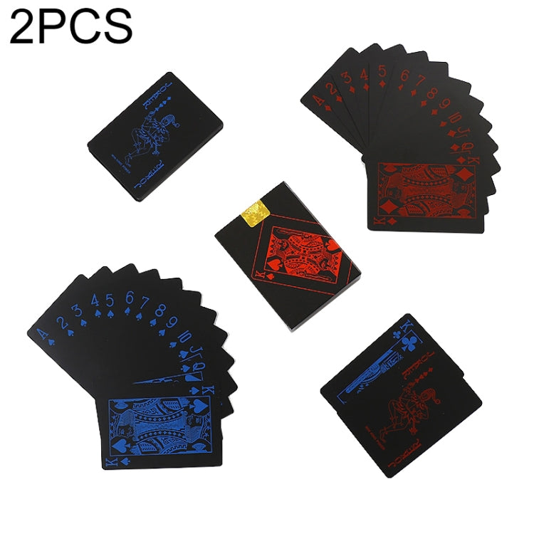 2 PCS Plastic Waterproof PVC Poker Cards, Size:6.3 x 8.9cm(Red+Blue)