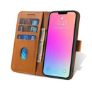 For iPhone 14 Calf Texture Buckle Flip Leather Phone Case (Khaki)