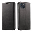 For iPhone 14 Calf Texture Magnetic Flip Leather Phone Case (Black)