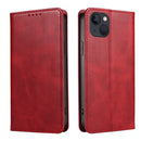 For iPhone 14 Calf Texture Magnetic Flip Leather Phone Case (Red)