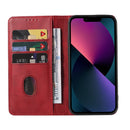 For iPhone 14 Calf Texture Magnetic Flip Leather Phone Case (Red)
