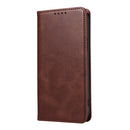 For iPhone 14 Calf Texture Magnetic Flip Leather Phone Case (Brown)