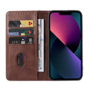 For iPhone 14 Calf Texture Magnetic Flip Leather Phone Case (Brown)