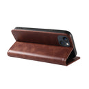 For iPhone 14 Calf Texture Magnetic Flip Leather Phone Case (Brown)